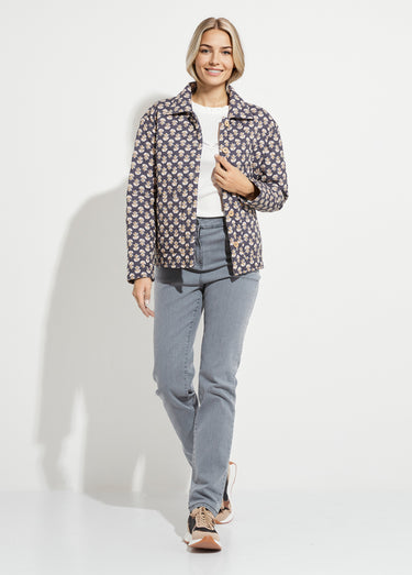 Veste boutonnée matelassée imprimée Gris