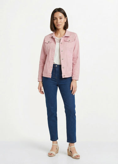 Veste en jean coupe droite stretch Rose