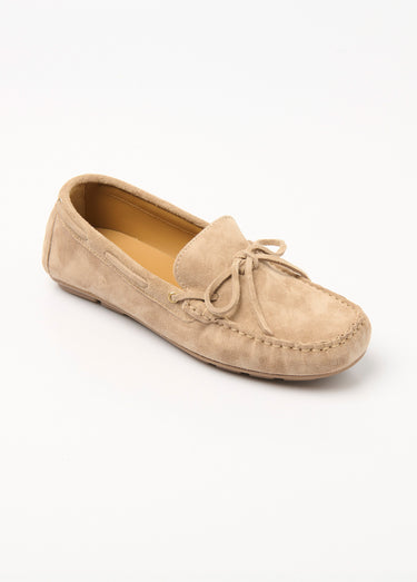 Mocassins cuir avec nœud semelle à picots Taupe