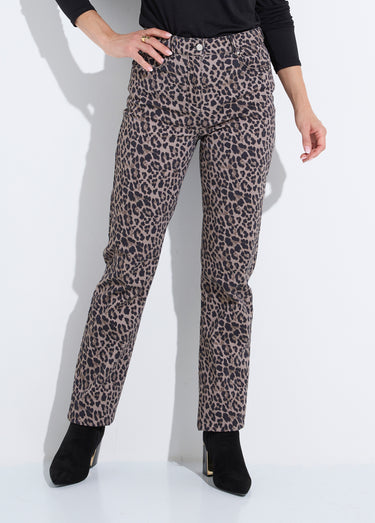Pantalon droit 5 poches coton stretch Leopard