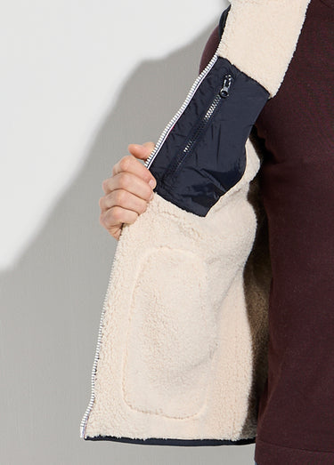 Blouson sans manches déperlant fourré Marine/Ecru