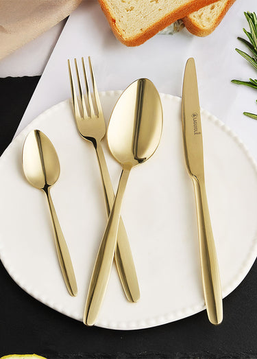 Ménagère 24 pièces inox champagne, Cléa Jaune