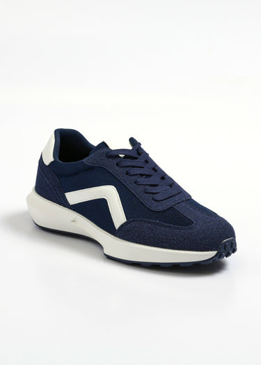 Baskets style jogger bicolore et bimatière Marine