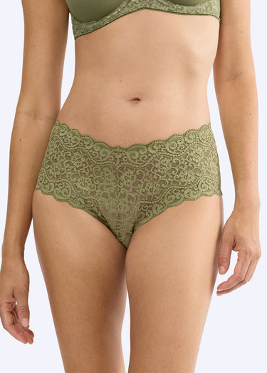 Culotte maxi dentelle extensible, Amourette Olive