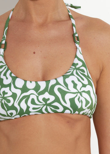 Maillot de bain 2 pièces à nouer, fleuri Vert