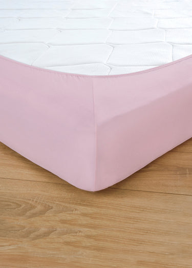 Drap housse jersey coton uni - lot de 2 Blanc+Rose Lot2