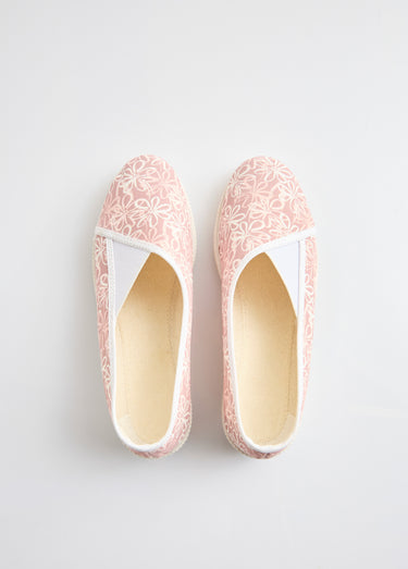 Chaussons ballerines élastiquée imprimées Rose