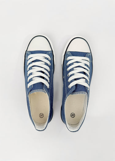 Baskets en toile à lacets inspiration US Denim Bleu