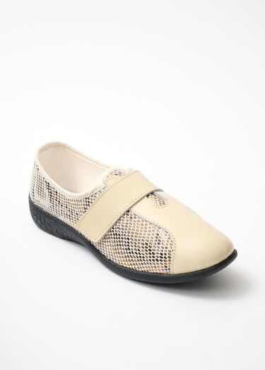 Derbies cuir grande largeur extensibles Beige