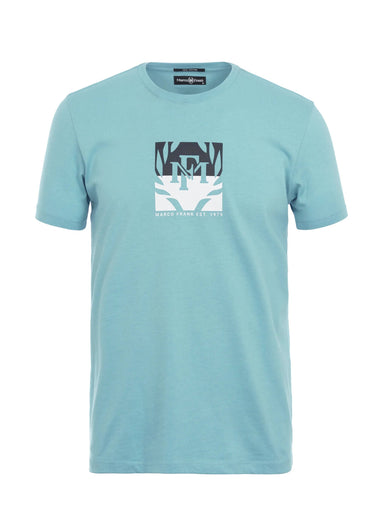 T-shirt col rond avec logo poitrine Bleu