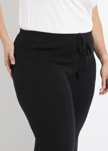 Pantalon large confort, jeu de mailles Noir