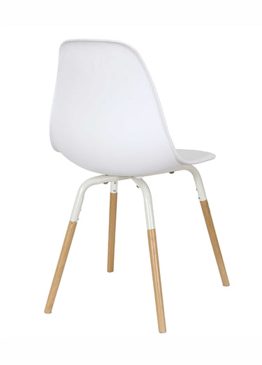 Set 4 Chaises coque claires, pieds bois Blanc