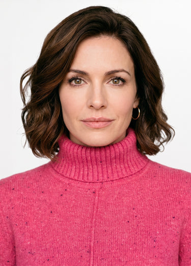 Pull-tunique chaud moucheté col roulé Fuchsia