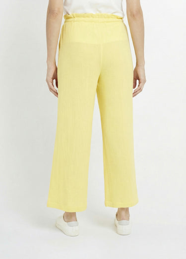 Pantalon large tendance, gaze de coton Jaune
