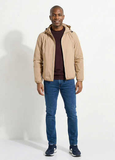 Coupe-vent déperlant avec capuche Beige