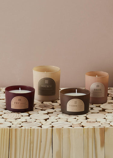 Coffret 4 bougies parfumées éléments naturels Rose