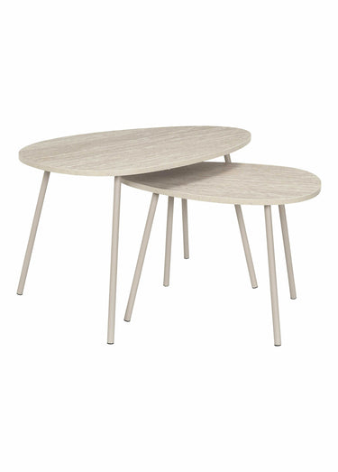 Tables gigognes effet pierre travertin Blanc/Beige