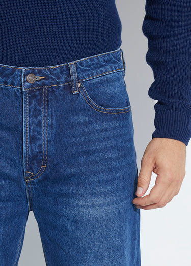 Jean denim coupe large style baggy, stone Bleu Fonce