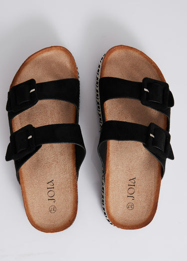 Mules compensées fantaisie à boucles Noir
