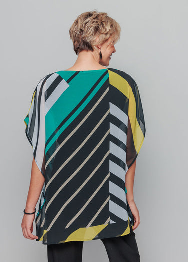 Tunique en voile imprimé Noir/Vert