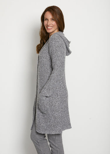 Long gilet à capuche Gris