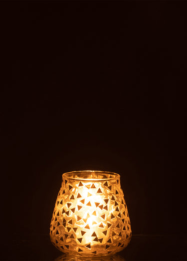 Photophore en verre avec motifs Dore