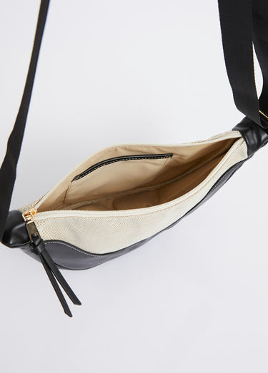 Sac demi lune toile et simili cuir Noir