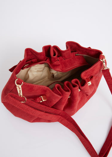 Sac à main suédine effet croco Rouge