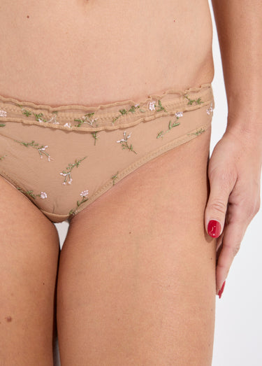 Ensemble dentelle soutien gorge string Beige