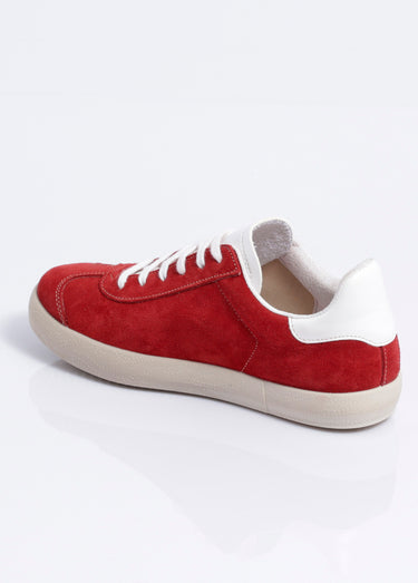 Baskets unies compensées cuir à lacets Rouge