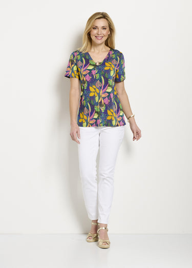 T-shirt manches courtes uni ou imprimé Rose/Jaune