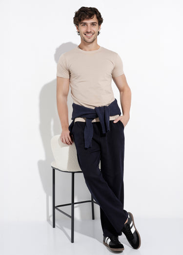 Pantalon élastiqué confort style casual Marine