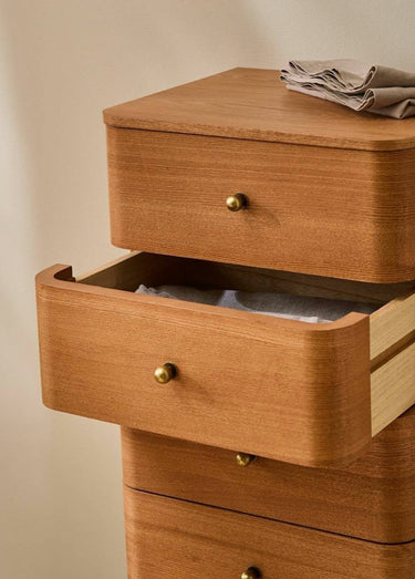 KARL Chiffonier 5 tiroirs arrondis Bois Clair