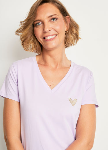 T-shirt extensible broderie poitrine Parme