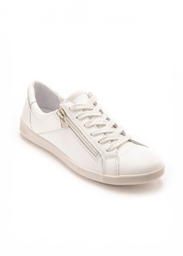 Baskets cuir lacets et zip, semelle confort Blanc