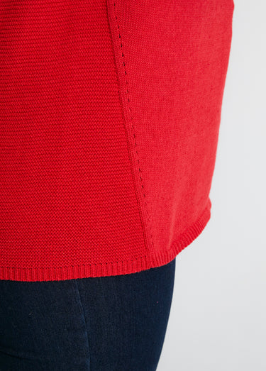 Pull manches longues mailles fantaisie Rouge