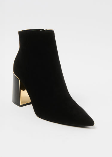 Boots velours talon bijou bout pointu Noir