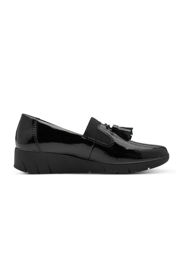 Mocassins vernis compensés à glands Noir