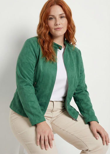 Veste courte suédine style perfecto Vert