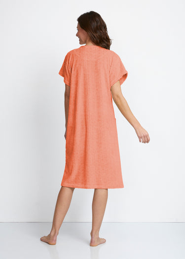 Peignoir boutonné éponge jacquard Corail