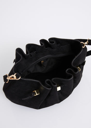 Sac à main suédine effet croco Noir