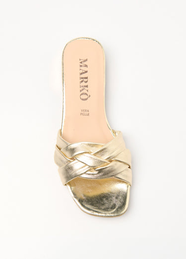 Mules cuir brides entrelacées fantaisie Dore