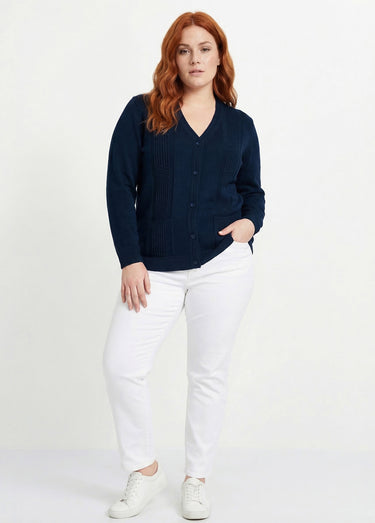Gilet boutonné manches longues Marine