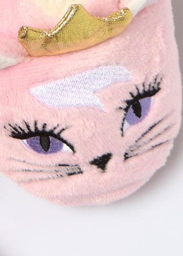 Chaussons + masque sommeil maille peluche Rose