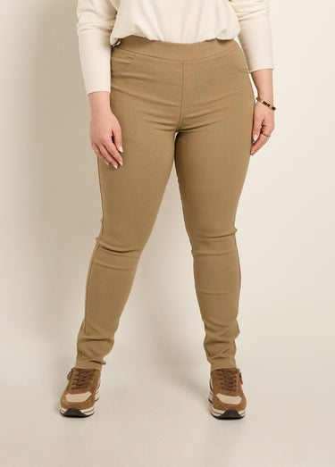 Pantalon extensible taille élastiquée Beige