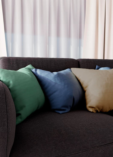 Housse de coussin bachette coton, motif lignes Taupe