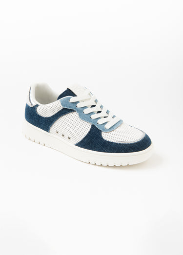 Baskets denim et matière perforée Bleu