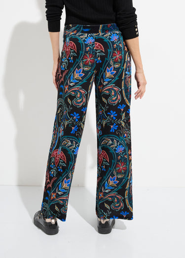 Pantalon en velours, imprimé cachemire Noir Imprime