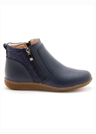 Boots zippées cuir grainé Bleu