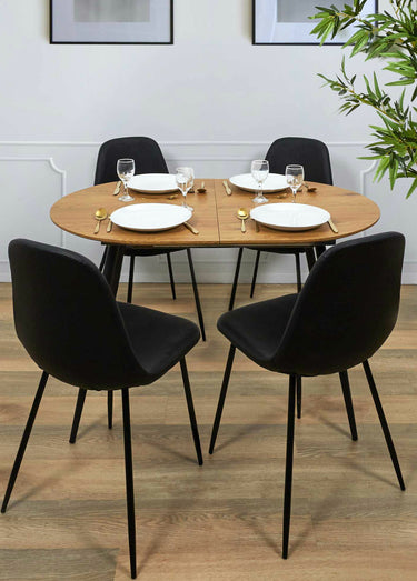 Table bois extensible ovale pieds compas Marron/Noir